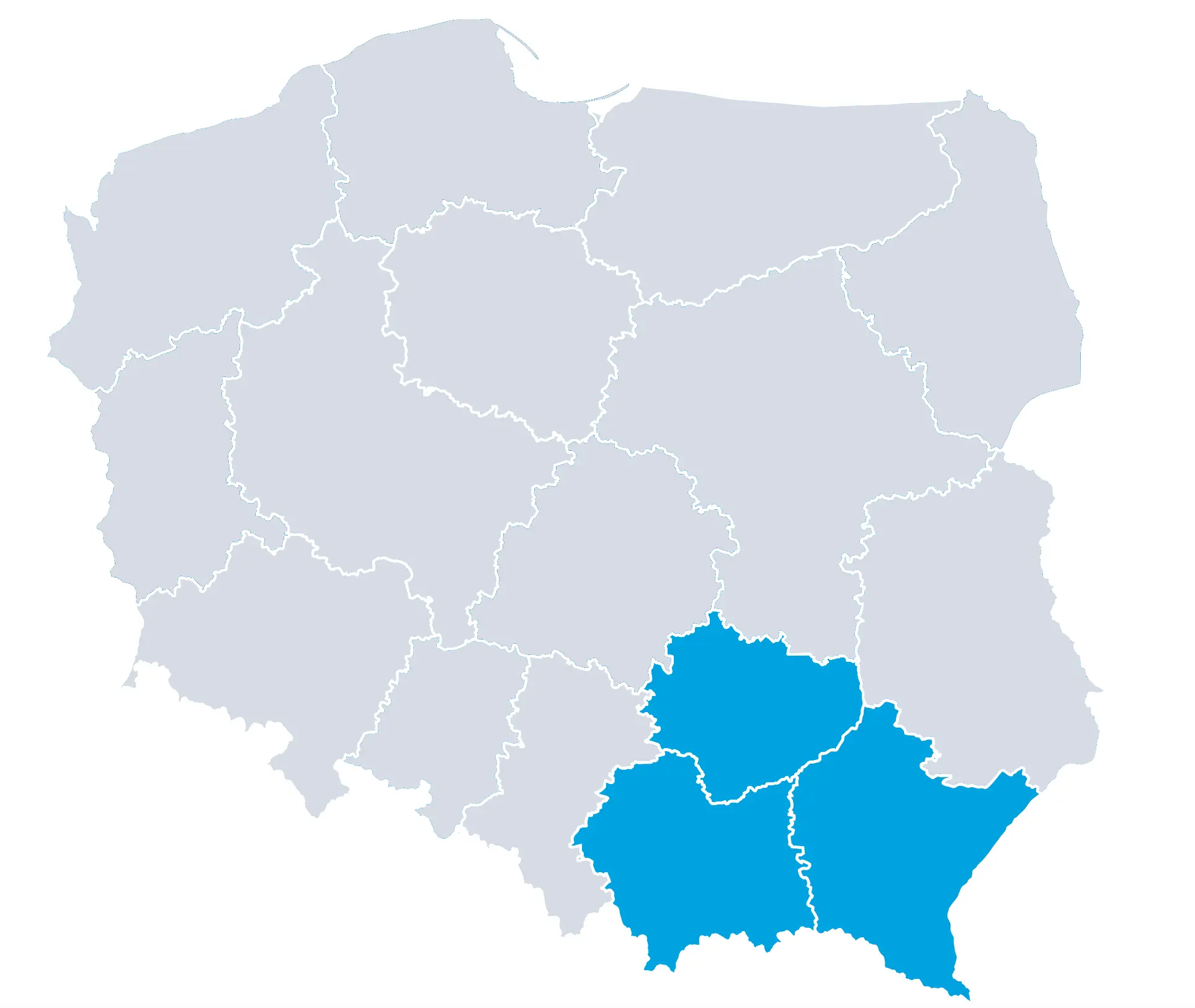 Mapa z obszarem działania firmy Klima-Bud